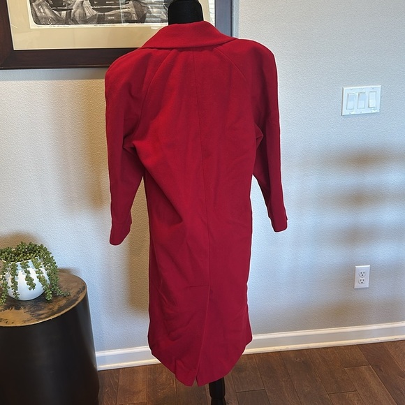 International Scene Vintage Women’s red‎ wool trench coat jacket size 5 / 6 - Picture 3 of 12